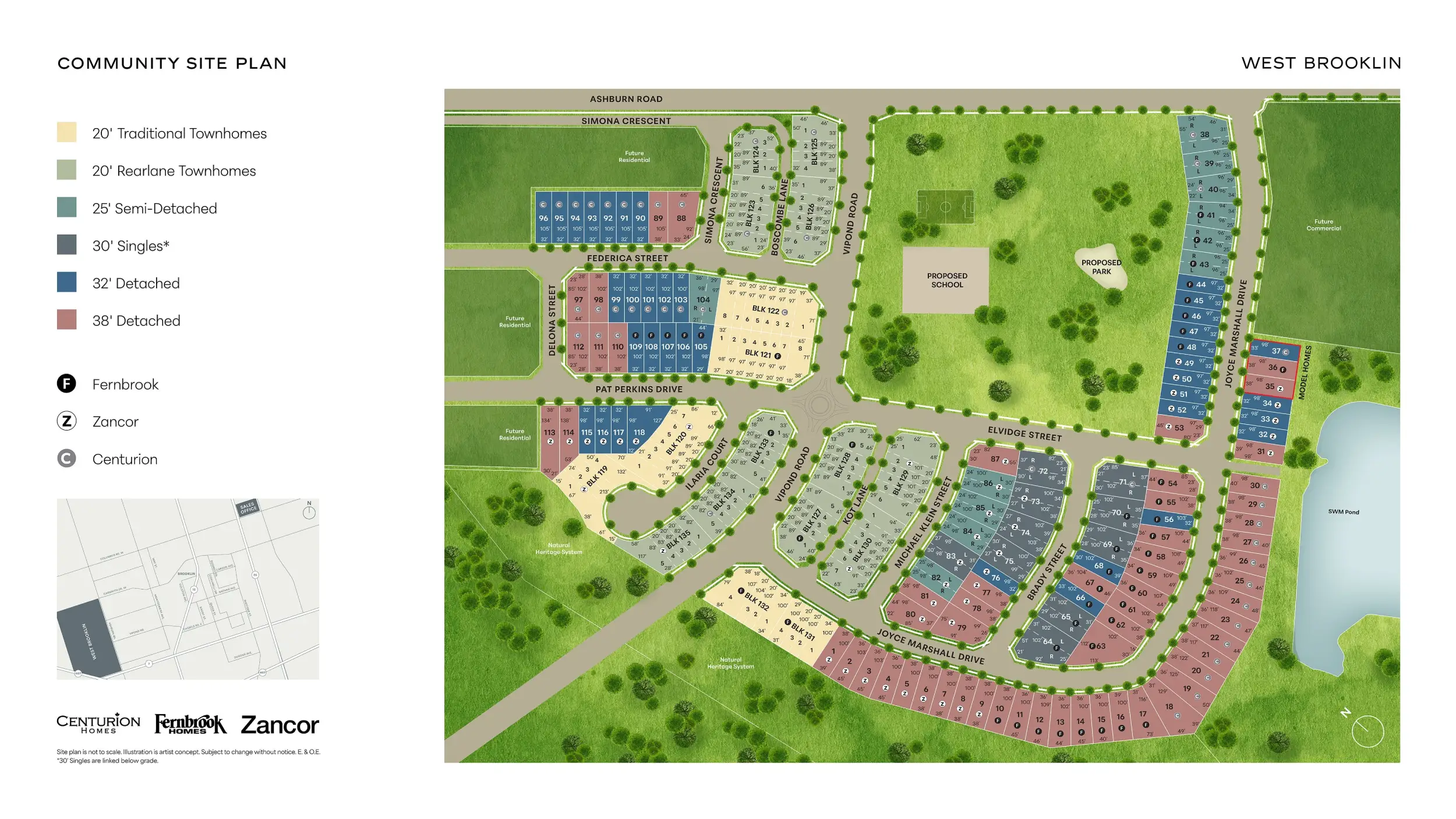 West Brooklin community site plan Brooklin Whitby new homes